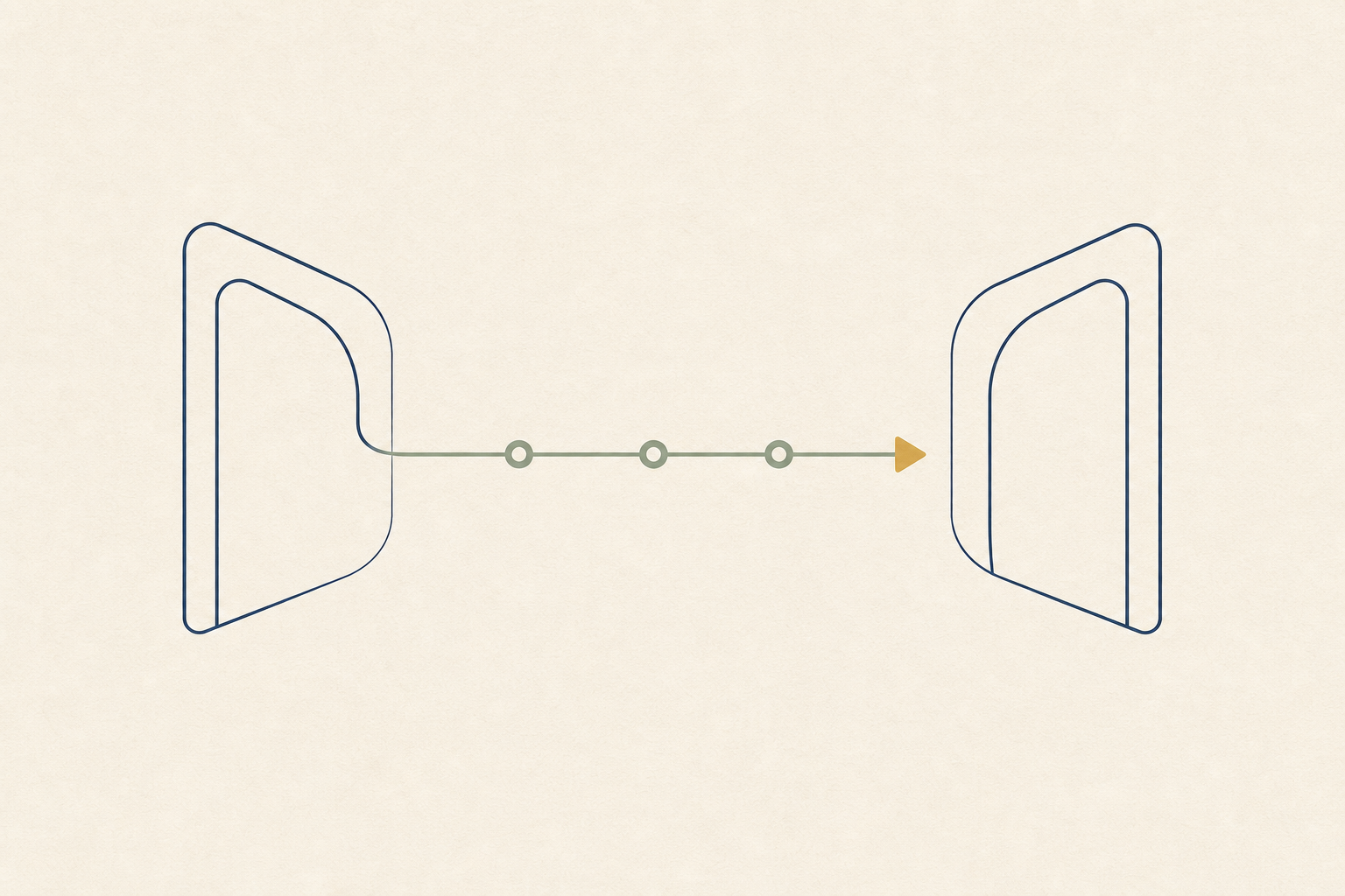 Two open forms linked by a line with three waypoints