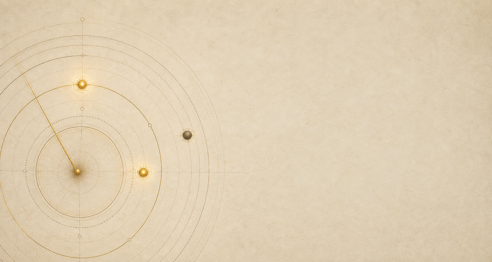 Original orbital study with fine concentric rings and luminous markers